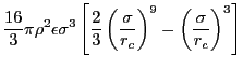 $\displaystyle \frac{16}{3}\pi\rho^2\epsilon\sigma^3\left[\frac{2}{3}\left(\frac{\sigma}{r_c}\right)^{9}-\left(\frac{\sigma}{r_c}\right)^{3}\right]$