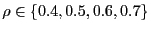 $\rho
\in \left\{0.4,0.5,0.6,0.7\right\}$