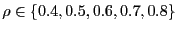 $\rho \in \left\{0.4, 0.5, 0.6, 0.7,
0.8\right\}$