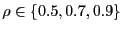 $\rho \in \left\{0.5, 0.7,
0.9\right\}$