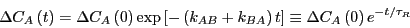 \begin{displaymath}
\Delta C_A\left(t\right) = \Delta C_A\left(0\right)\exp\left...
...A}\right)t\right] \equiv \Delta C_A\left(0\right)e^{-t/\tau_R}
\end{displaymath}