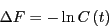 \begin{displaymath}
\Delta F = -\ln C\left(t\right)
\end{displaymath}