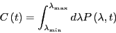 \begin{displaymath}
C\left(t\right) = \int_{\lambda_{\rm min}}^{\lambda_{\rm max}}d\lambda P\left(\lambda,t\right)
\end{displaymath}