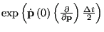 $ \exp\left(\dot{\bf p}\left(0\right)\left(\frac{\partial}{\partial{\bf p}}\right)\frac{\Delta t}{2}\right)$