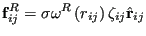 $\displaystyle {\bf f}_{ij}^R = \sigma\omega^R\left(r_{ij}\right)\zeta_{ij}\hat{\bf r}_{ij}$