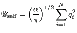 $\displaystyle \mathscr{U}_{\rm self} = \left(\frac{\alpha}{\pi}\right)^{1/2}\sum_{i=1}^{N}q_i^2$